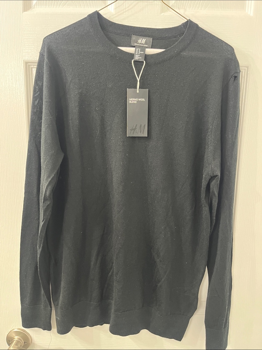 H&M Black Merino Wool Blend Crewneck Sweater NWT